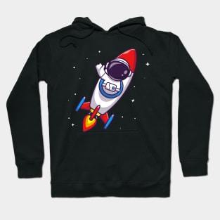 Astronaut Riding Rocket Cartoon Hoodie